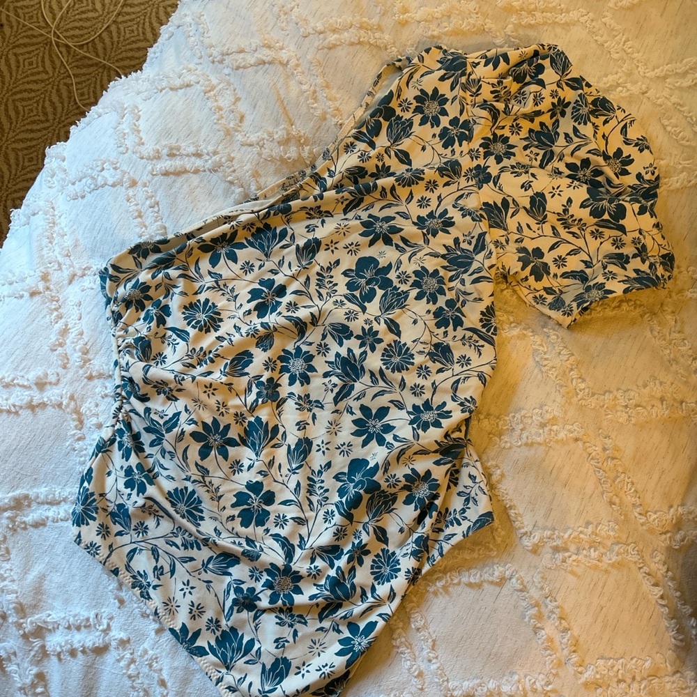 Free People Blue Floral Bodysuit